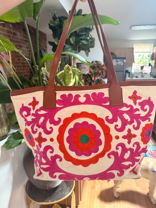 Boden Handbags - Boden Suzani embroidered canvas & leather bag | New Condition